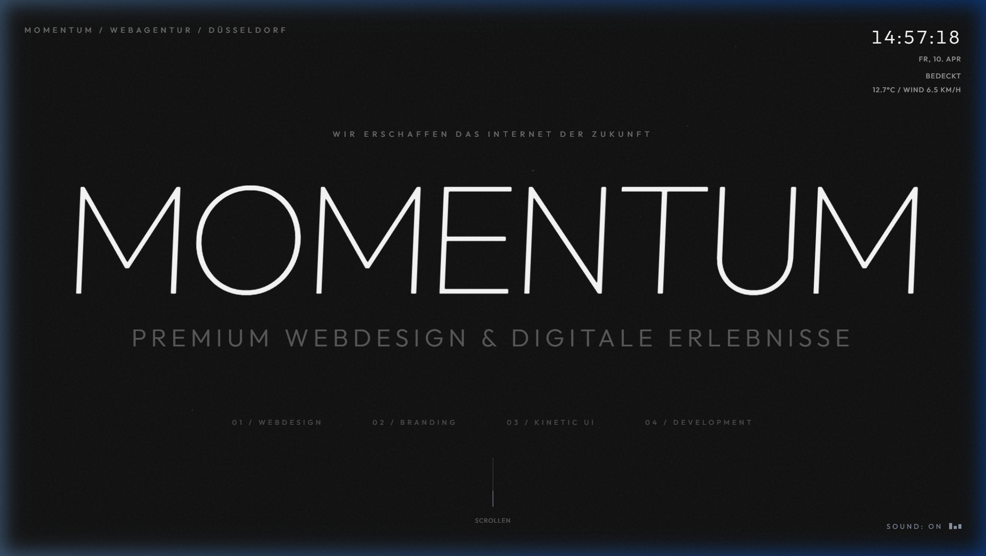Screenshot der Momentum Design Agency Website